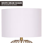 Rose Gold Table Lamp with Linen Drum Shade