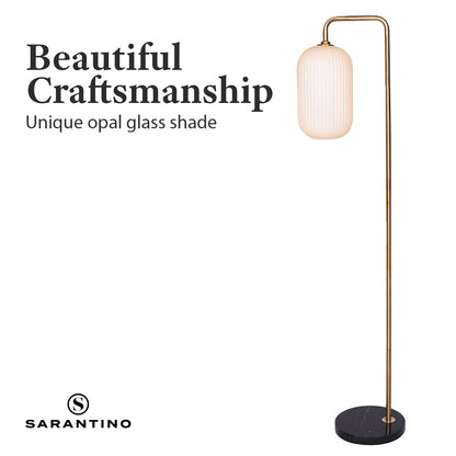 Metal Floor Lamp With Opal Glass Shade