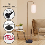 Metal Floor Lamp With Opal Glass Shade