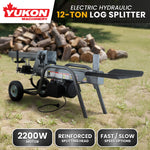 12 Tonne Electric Hydraulic Log Splitter Heavy Duty Firewood Splitter
