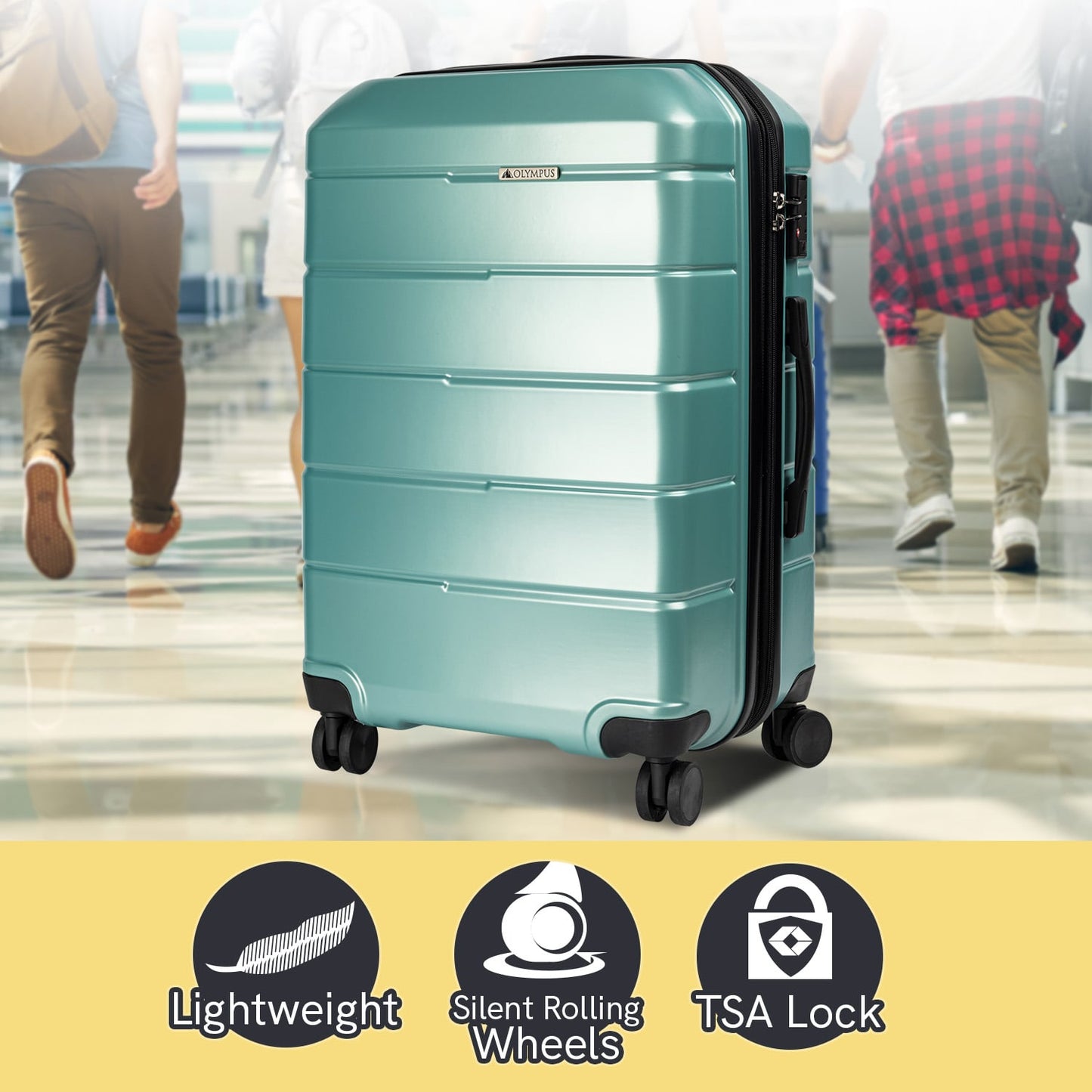 Hard Shell Suitcase Electric Teal 44x27x66cm