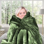 Hill 600-GSM Mink Blanket Queen Double-Sided Soft Plush Faux Throw Wine Green