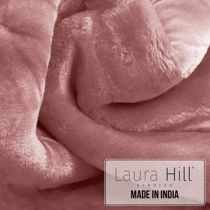 Hill 600-GSM Mink Blanket Queen Double-Sided Soft Plush Faux Throw Wine Pink