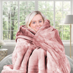 Hill 600-GSM Mink Blanket Queen Double-Sided Soft Plush Faux Throw Wine Pink