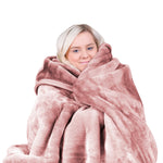 Hill 600-GSM Mink Blanket Queen Double-Sided Soft Plush Faux Throw Wine Pink