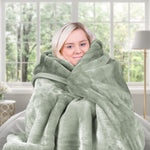 Hill 600-GSM Mink Blanket Queen Double-Sided Soft Plush Faux Throw Wine Sage