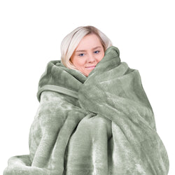 Hill 600-GSM Mink Blanket Queen Double-Sided Soft Plush Faux Throw Wine Sage