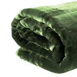 Hill 800-GSM Mink Blanket Queen Double-Sided Soft Plush Faux Throw Green