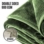 Hill 800-GSM Mink Blanket Queen Double-Sided Soft Plush Faux Throw Green