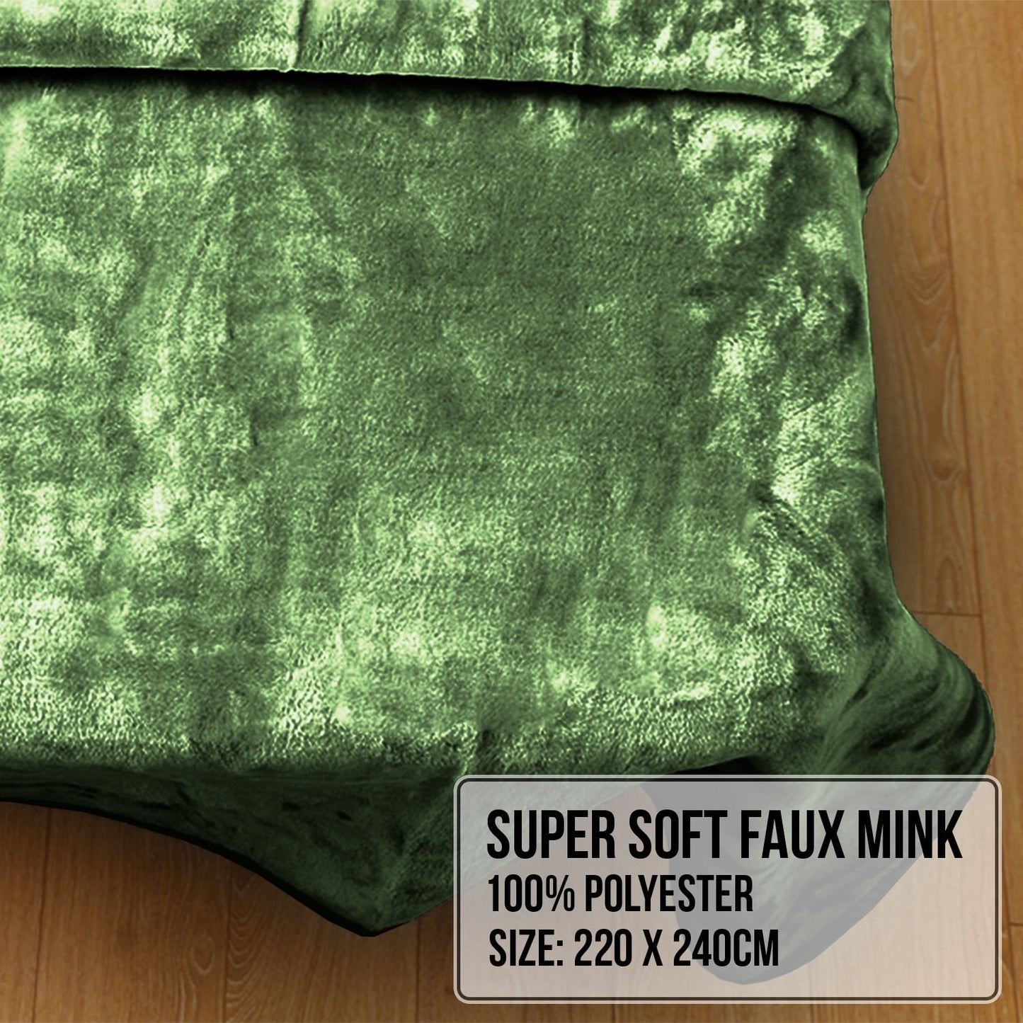 Hill 800-GSM Mink Blanket Queen Double-Sided Soft Plush Faux Throw Green