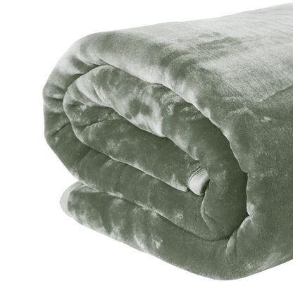 Hill 800-GSM Mink Blanket Queen Double-Sided Soft Plush Faux Throw Sage