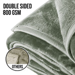 Hill 800-GSM Mink Blanket Queen Double-Sided Soft Plush Faux Throw Sage