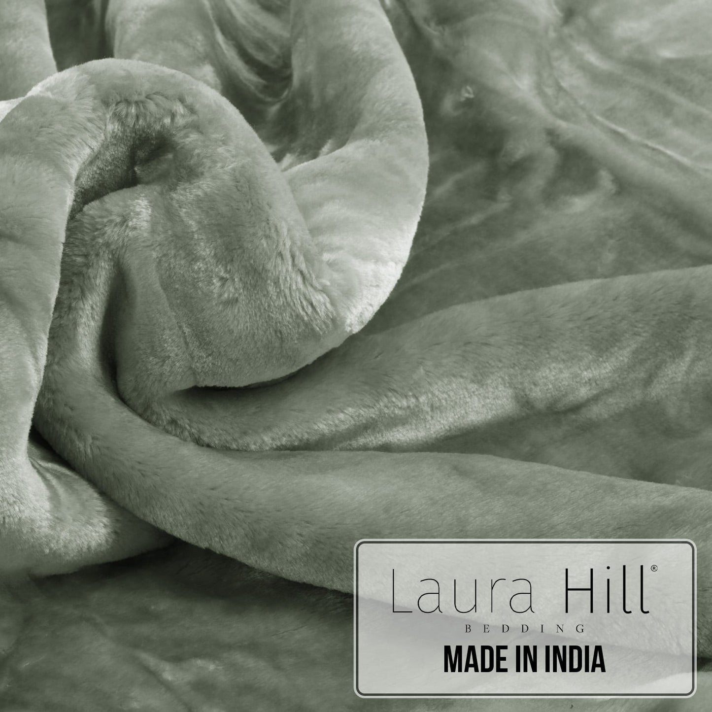 Hill 800-GSM Mink Blanket Queen Double-Sided Soft Plush Faux Throw Sage