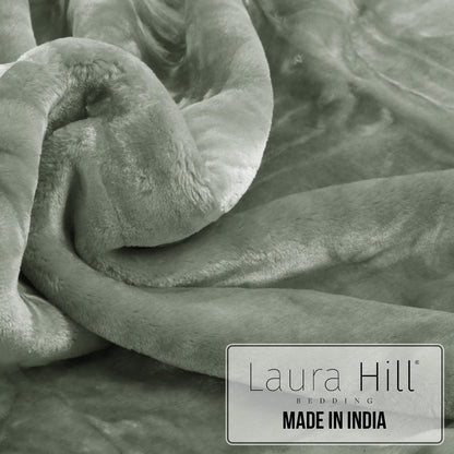 Hill 800-GSM Mink Blanket Queen Double-Sided Soft Plush Faux Throw Sage
