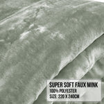 Hill 800-GSM Mink Blanket Queen Double-Sided Soft Plush Faux Throw Sage