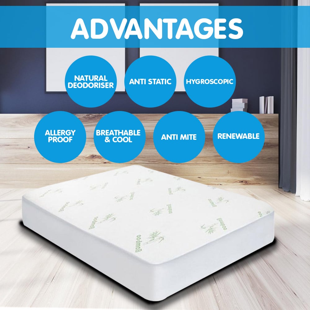 Hill Bamboo Mattress Protector Queen Size Hypoallergenic Soft Bedding Cover