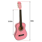 34in Pink Acoustic Childrens Wooden Guitar Beginner Music Instrument