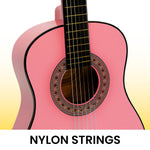 34in Pink Acoustic Childrens Wooden Guitar Beginner Music Instrument