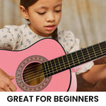 34in Pink Acoustic Childrens Wooden Guitar Beginner Music Instrument
