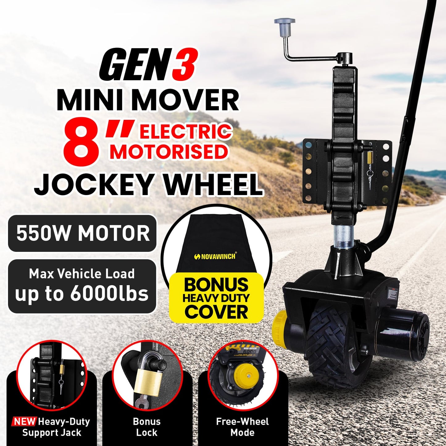 Electric Jockey Wheel 12V Motorised double