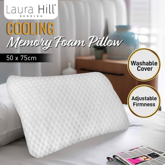 Hill Cooling Memory Foam Pillow Single Size Soft Support Sleep Comfort