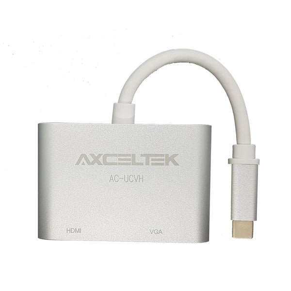  Axceltek Usb-C To Vga/Hdmi 15Cm Aluminium Adapter