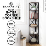 Nora 5-Tier Corner Bookshelf - Walnut/Black