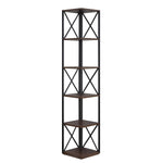 Nora 5-Tier Corner Bookshelf - Walnut/Black