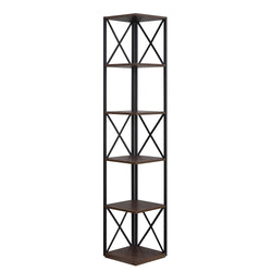 Nora 5-Tier Corner Bookshelf - Walnut/Black