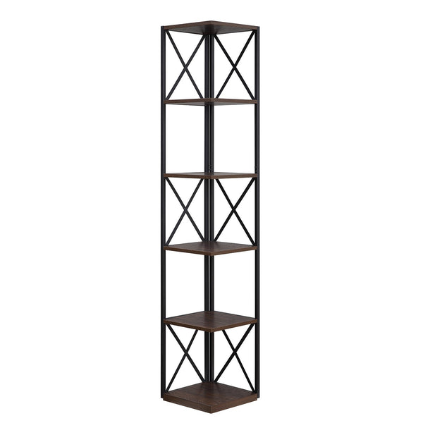  Nora 5-Tier Corner Bookshelf - Walnut/Black