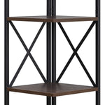 Nora 5-Tier Corner Bookshelf - Walnut/Black