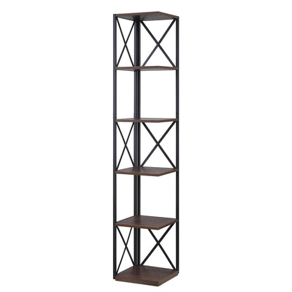 Nora 5-Tier Corner Bookshelf - Walnut/Black