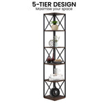 Nora 5-Tier Corner Bookshelf - Walnut/Black