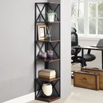 Nora 5-Tier Corner Bookshelf - Walnut/Black