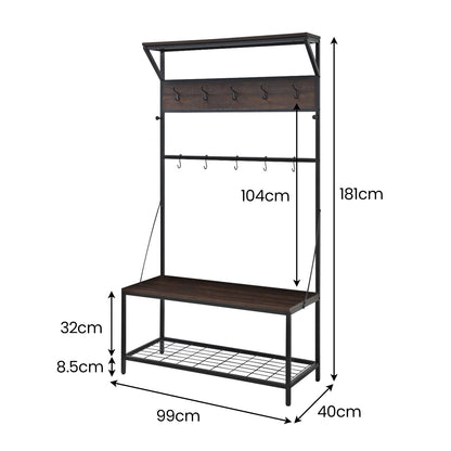 4-in-1 Hall Tree Entryway Coat Rack