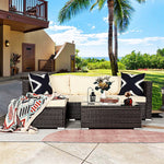 5pc Modular Outdoor Lounge Set PE Rattan - Brown