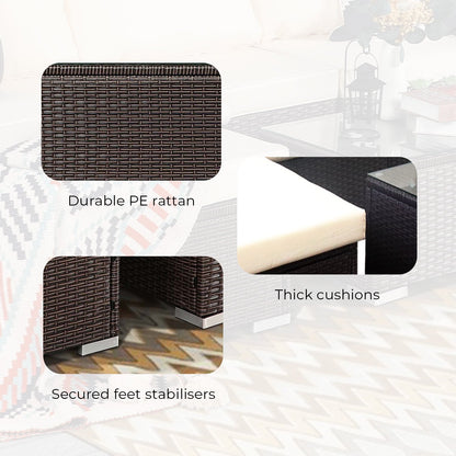 5pc Modular Outdoor Lounge Set PE Rattan - Brown