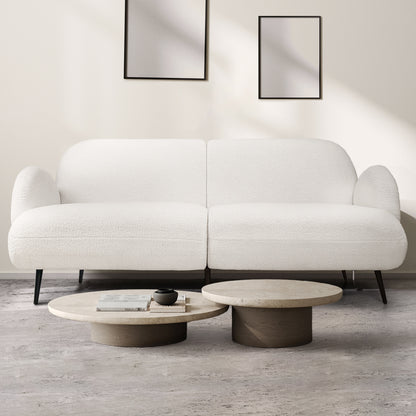 Luxury Cloud Sofa 3 Seater Sherpa Fleece White  Adjustable Height