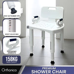 Premium Adjustable Shower Chair with Armrests 158kg Heavy-Duty Capacity