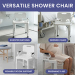 Premium Adjustable Shower Chair with Armrests 158kg Heavy-Duty Capacity