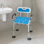 Height-Adjustable Aluminium Commode Shower Chair with Backrest and Soft Armrests