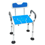 Height-Adjustable Aluminium Commode Shower Chair with Backrest and Soft Armrests