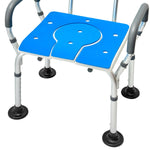 Height-Adjustable Aluminium Commode Shower Chair with Backrest and Soft Armrests