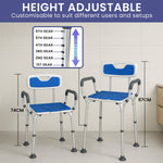 Height-Adjustable Aluminium Commode Shower Chair with Backrest and Soft Armrests