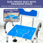 Height-Adjustable Aluminium Commode Shower Chair with Backrest and Soft Armrests