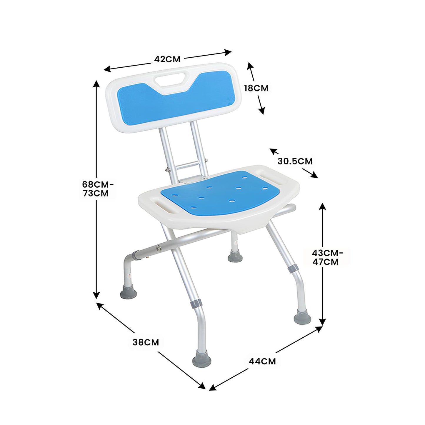 Compact Foldable Commode Shower Chair Height-Adjustable Aluminium Non-Slip