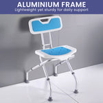 Compact Foldable Commode Shower Chair Height-Adjustable Aluminium Non-Slip