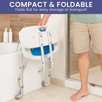 Compact Foldable Commode Shower Chair Height-Adjustable Aluminium Non-Slip