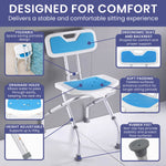 Compact Foldable Commode Shower Chair Height-Adjustable Aluminium Non-Slip