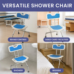 Compact Foldable Commode Shower Chair Height-Adjustable Aluminium Non-Slip